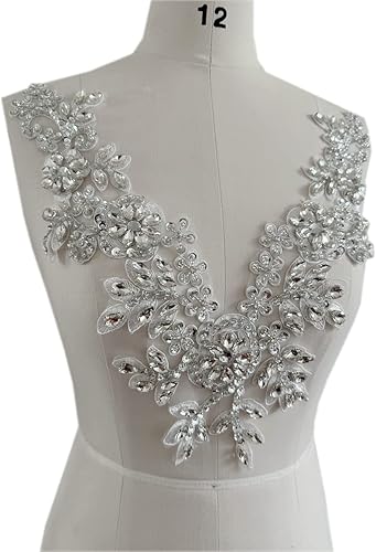 Miniatura 2 de Piedras de imitación hechas a mano con apliques de encaje a mano, cuentas de costura a mano, parches de recorte, accesorios para escote de vestido