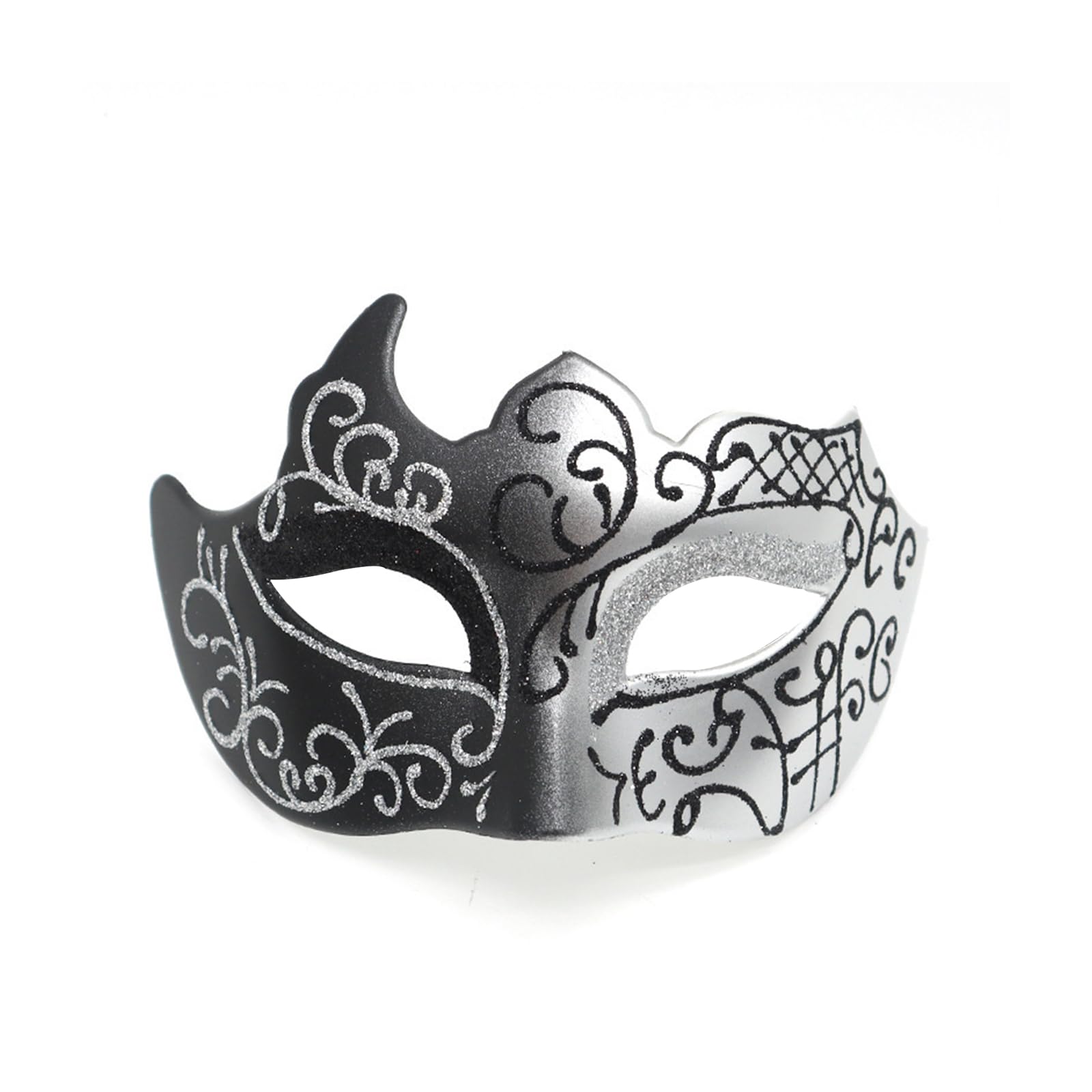 Daxiangsheng Masquerade Masks for Men and Women, Black 1Pcs (silver)