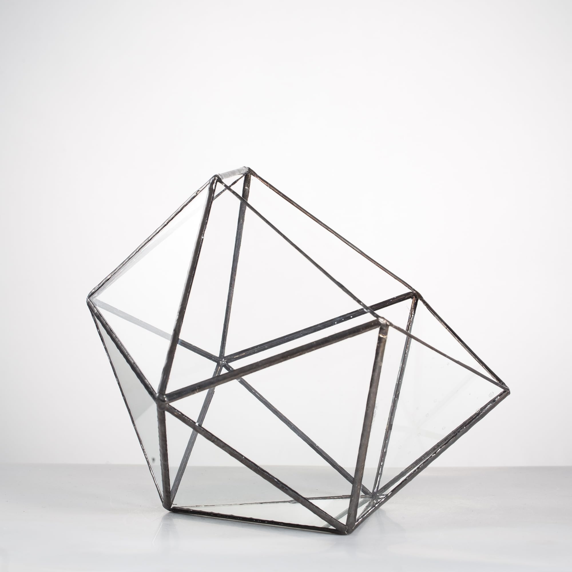 NCYP Géométrique Terrarium en Forme de Demi-sphère Triangulaire en Verre Fait à la Main, Pot de Fleurs pour bonsaï, Table Décoration pour Plantes Grasses (Pas de Plantes)
