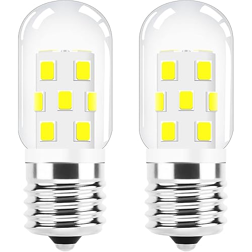 LED Microwave Light Bulb Over Stove Appliance 8206232A 40W Incandescent Equivalent, E17 LED Bulb Dimmable for Refrigerator, Range Hood, 3W 380LM Daylight White 6000K, T7 Intermediate Base, Pack of 2