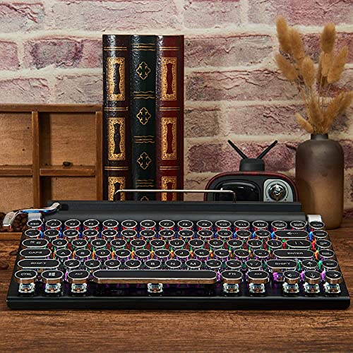 7Keys Retro Typewriter Keyboard, Electric Typewriter Vintage With Upgraded Mechanical Bluetooth 5.0, Multi Devices Connection Classical, Punk Round Keys For Desktop Pc/Laptop Mac/Phone #TOP1