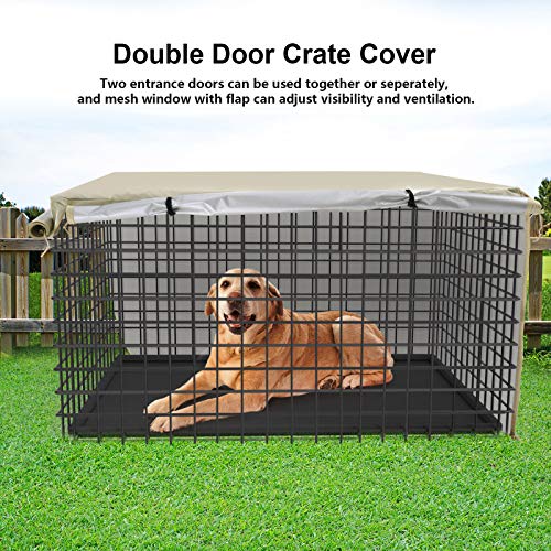 Iptienda Dog Crate Cover, Dog Kennel Cover for 30 Inch Double Door Wire Dog Cage, Beige (30" L x 19" W x 21" H) - Image 5
