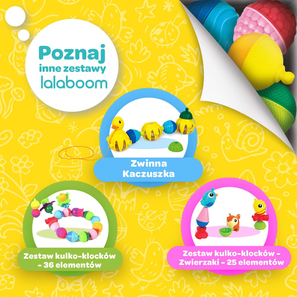 Trefl, Lalaboom - Kulko-klocki Sensoryczne, Zwierzątka - Zestaw 6 Elementów, Zabawka 4w1, Klocki dla Maluchów, Rozwój Motoryczny, Bezpieczna Zabawka Edukacyjna dla Dzieci od 10 miesięcy