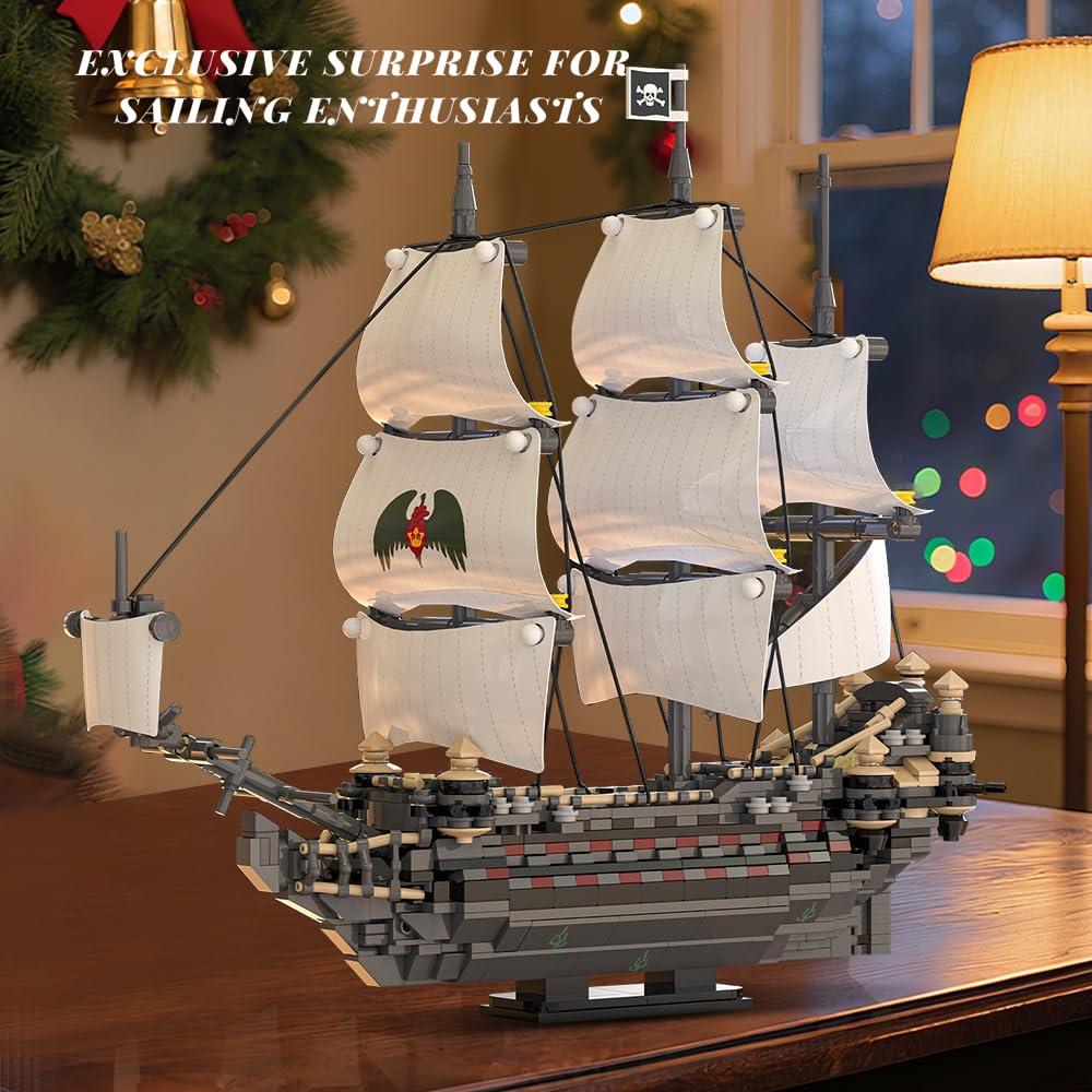 Ghost Mary 39087 - Set di mattoncini da costruzione, 1055 pezzi, motivo nave da pirata con vela, kit per adulti e ragazzi