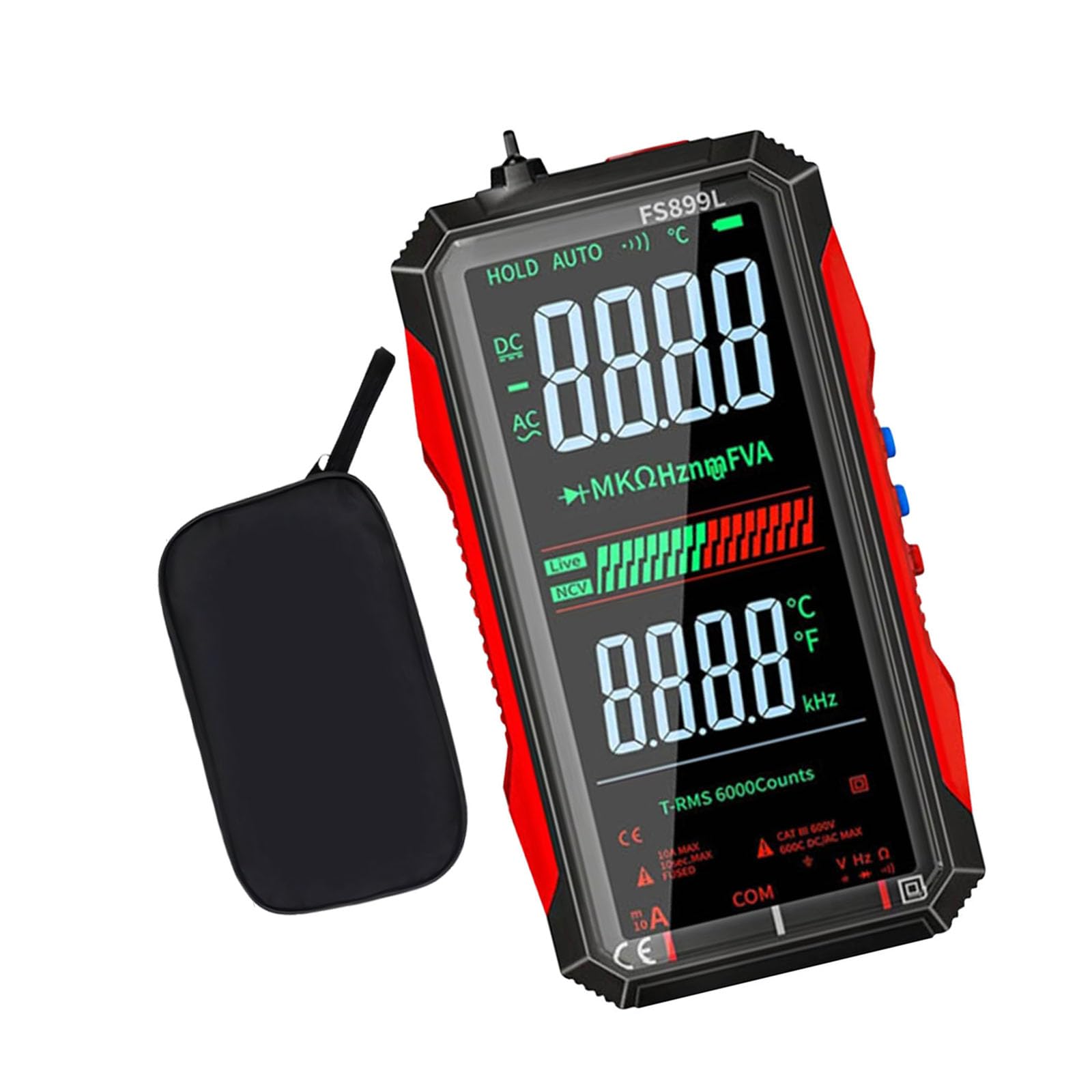 Multimètre numérique FS899 résout les pannes de batterie avec écran couleur et NCV USB C