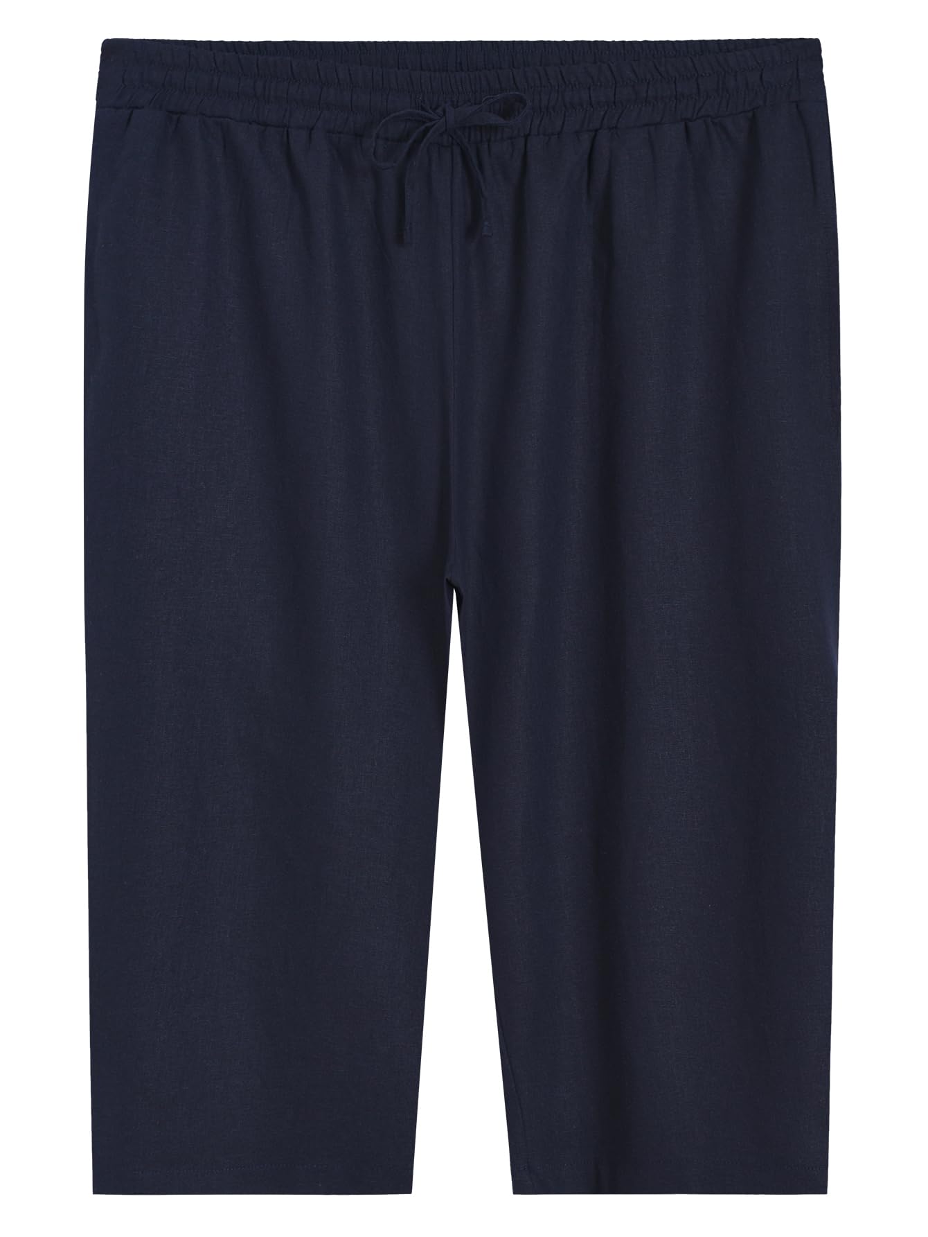 Weintee Women's Plus Size Petite Linen Capris with Pockets