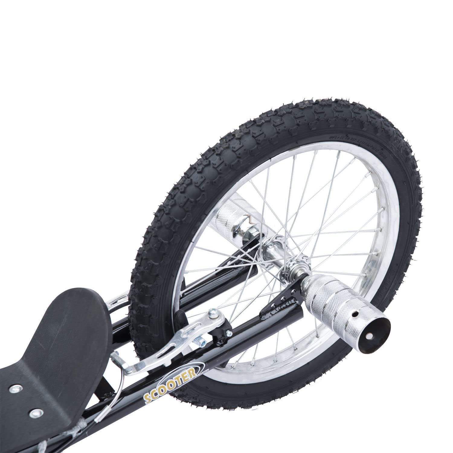 HOMCOM Patinete Scooter 2 Ruedas 16 Pulgadas 4 PEGS Estribos Freno Caballete para Niños Mayores de 5 Años Carga 100 kg Color Negro
