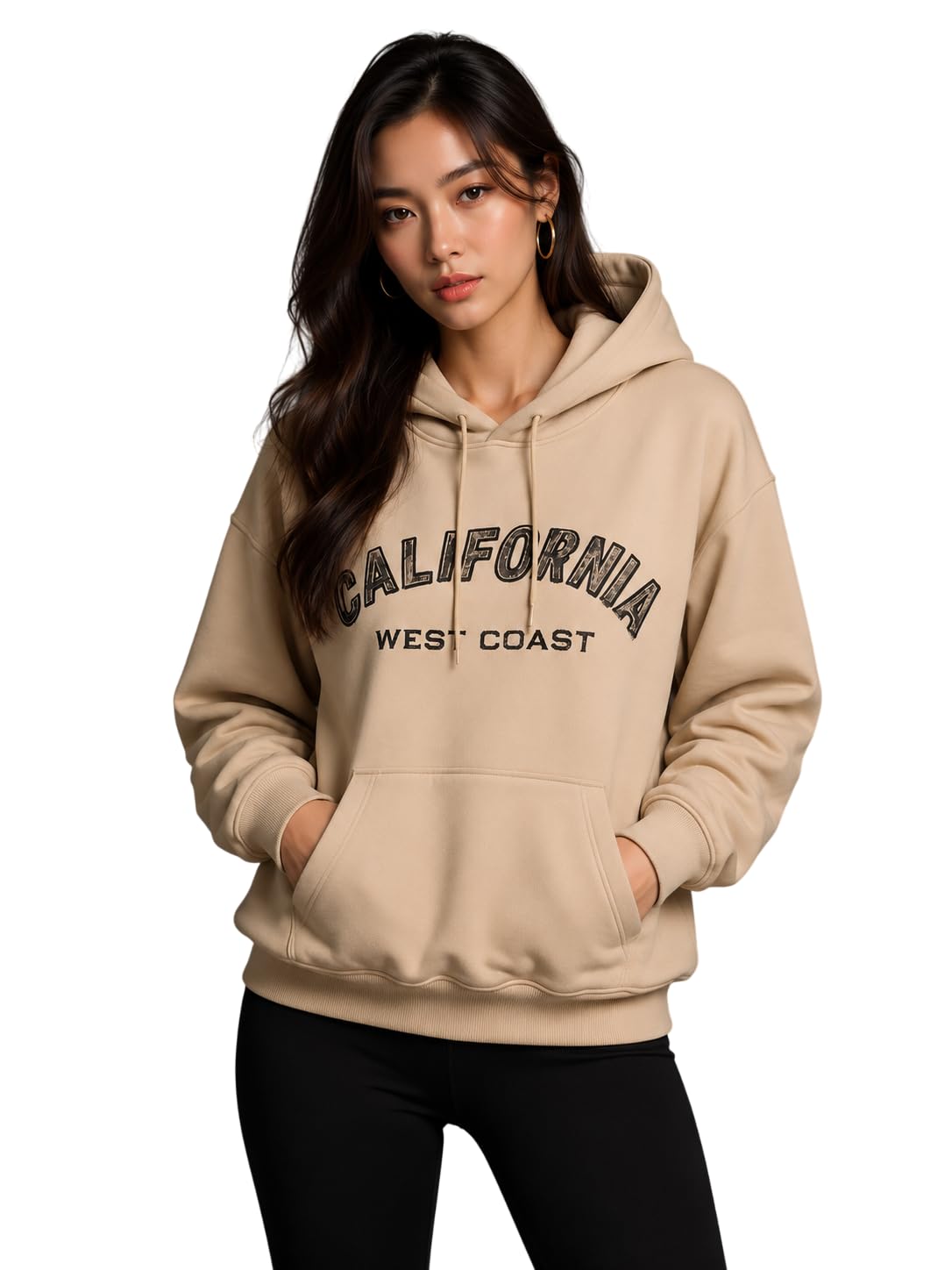Women's Fleece Hoodie Sweatshirt | California West Coast Graphic Print | Long Sleeve Hooded Pullover with Kangaroo Pocket | Casual Winter Oversized Hoodie-image-42