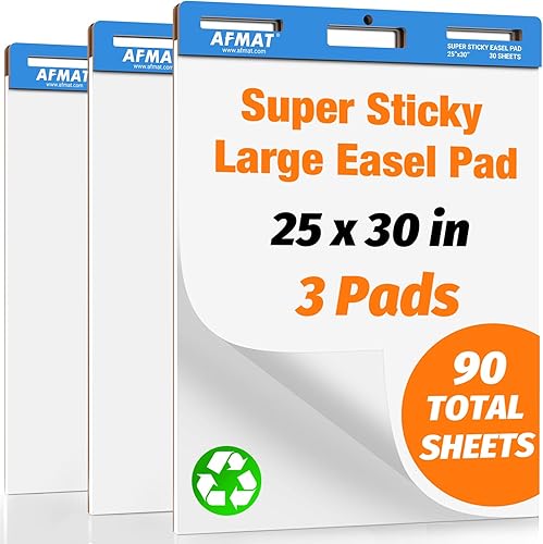 Miniatura 1 de AFMAT Almohadillas adhesivas de caballete, papel de 25 x 30 pulgadas para profesores, súper pegajosas y resistentes a las manchas, papel de
