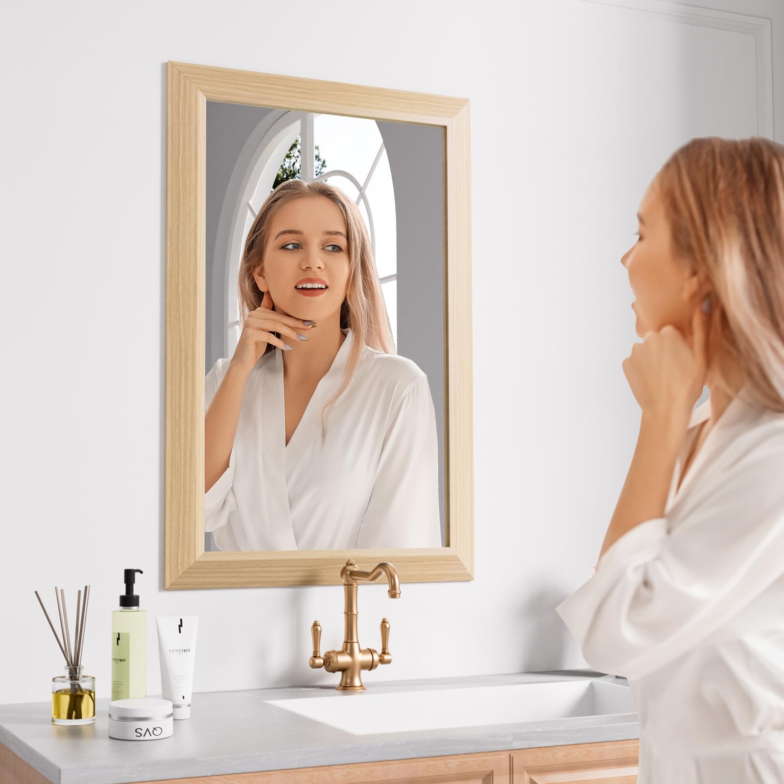 【新品未使用】WALL MIRROR RO-011〈OAK〉SAC WORKS WALL MIRROR[RO-011] | 北欧家具・オーダー家具なら【SAC WORKS】