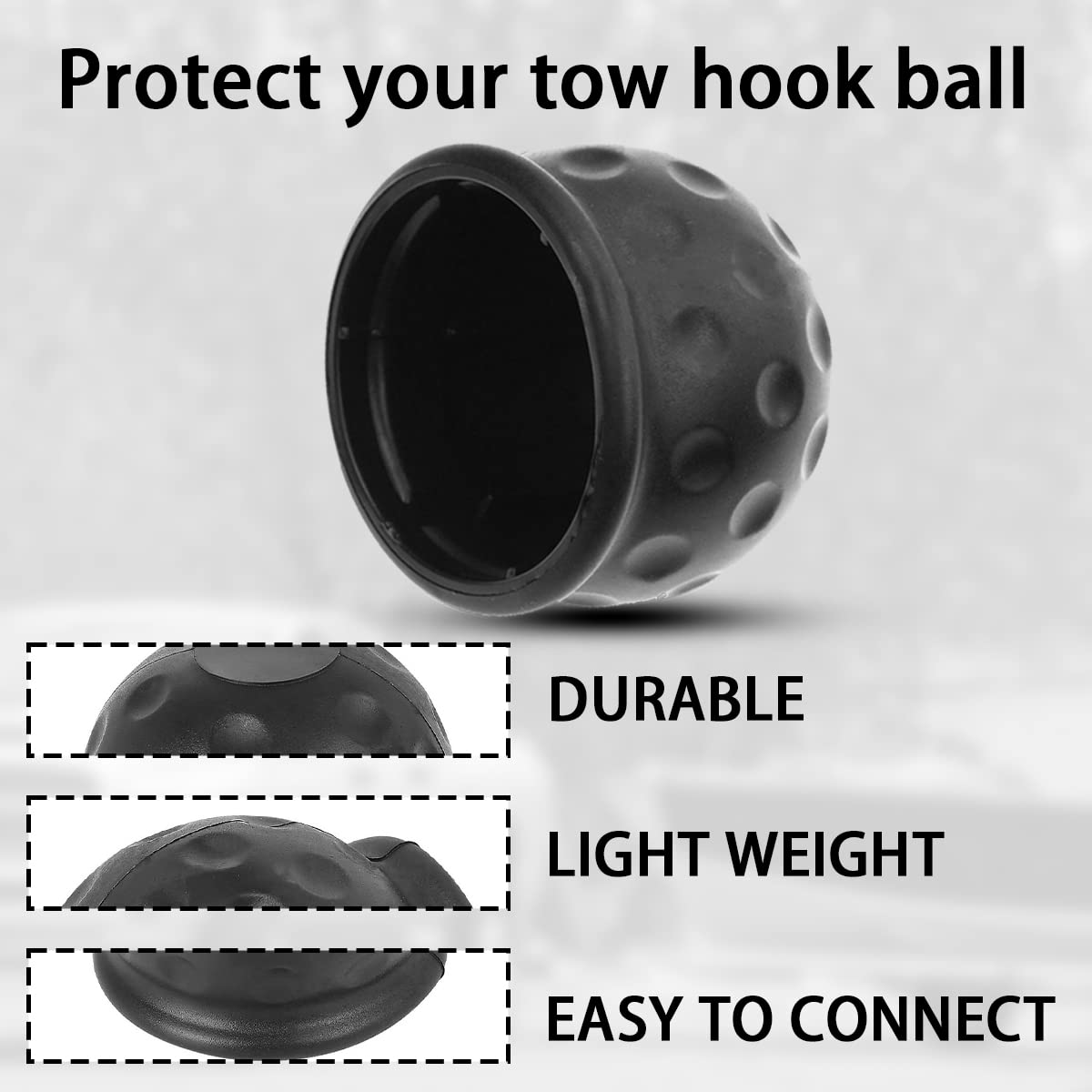 Trekhaakdop, 50 mm rubber/kunststof beschermkappe voor trekhaak, kogelkop voor aanhanger auto vrachtwagen camper (dop met vergrendeling