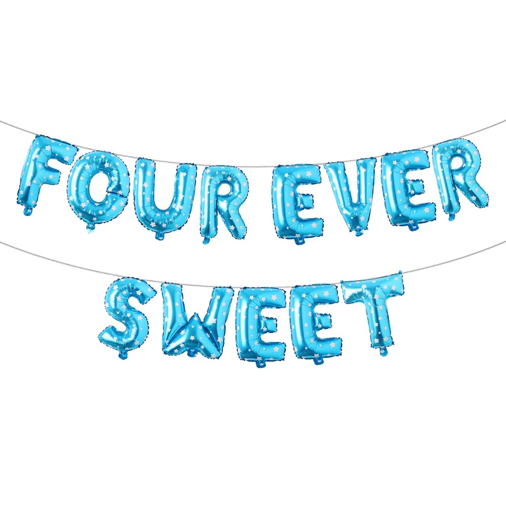 Four Ever Sweet Birthday Decorations, 4 Four Years Old Fourth 4th Girl Boy Birthday Party Decorations, Four Ever Sweet Balloons Donut Themed Birthday