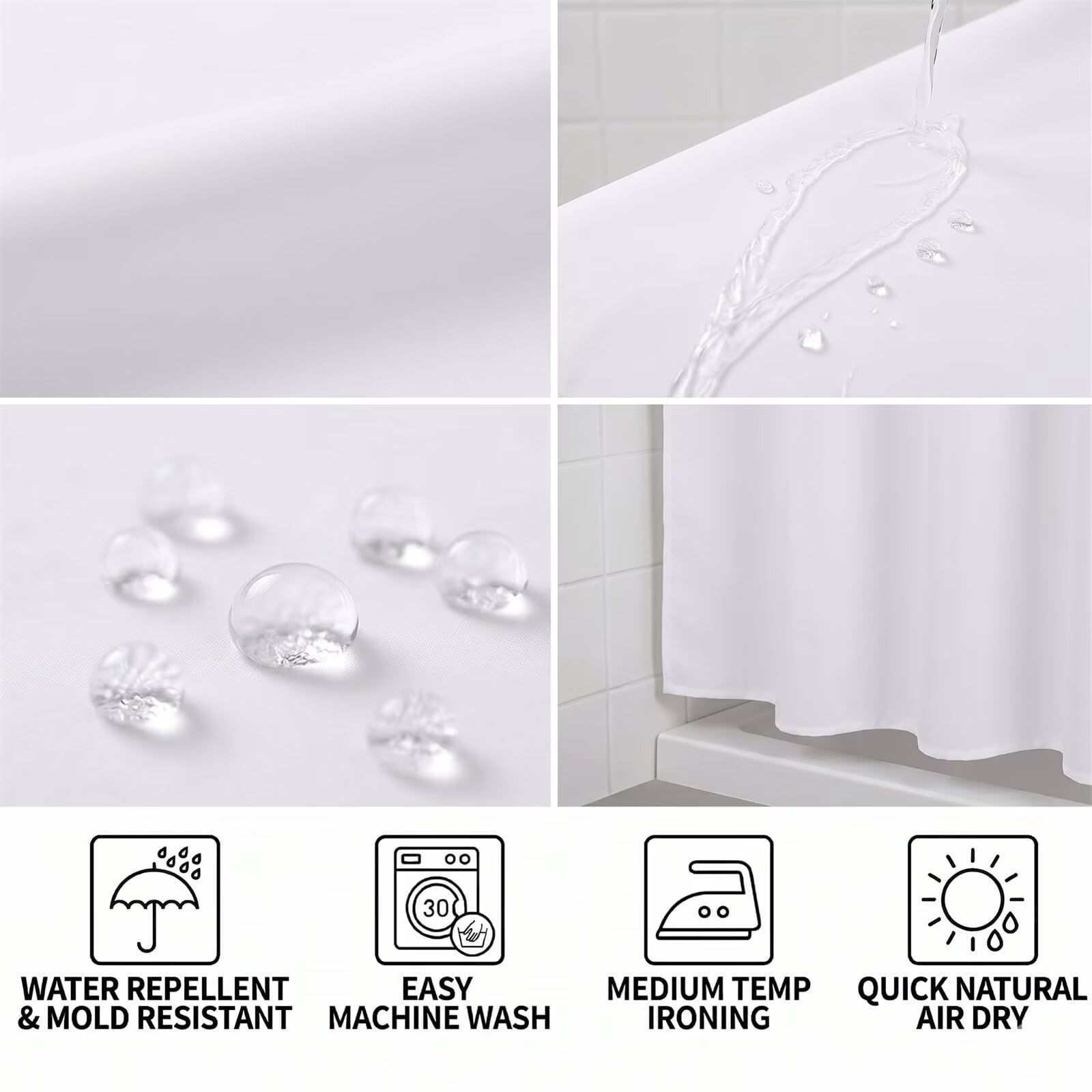 Duschvorhang 300 x 200 cm Braun Böhmen Badevorhang Wasserdicht Schnelltrocknend Stoff Textil mit Beschwerter Saum & Bleiband, Polyester Badewannenvorhang für Dusche & Wanne, inkl Ringe, Q-o190