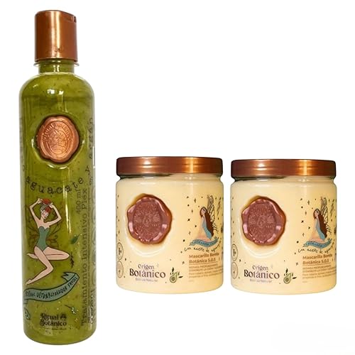 RITUAL BOTANICO Kit 3 Crecimiento Acelerado y Ultra Reparador Acondicionador Intensivo PLEX, Mascarilla Capilar