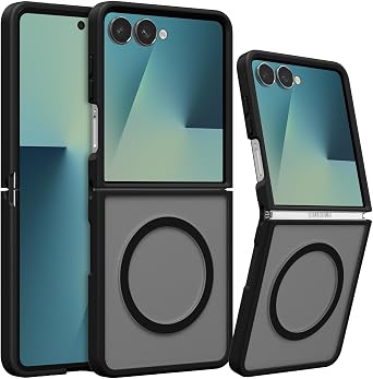RALEAVO for Samsung Galaxy Z Flip 7 Case Strong Magnetic Case [Compatible with Magsafe] Slim Shockproof Protective Phone Cover for Z Flip 7 Phone Case with Translucent Hard Back,Black