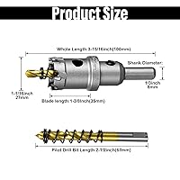 Vista 3 de SALI 1-1/16" (27mm) Kit de sierra perforadora TCT con punta de carburo de tungsteno Broca de sierra perforadora con punta de carburo con broca