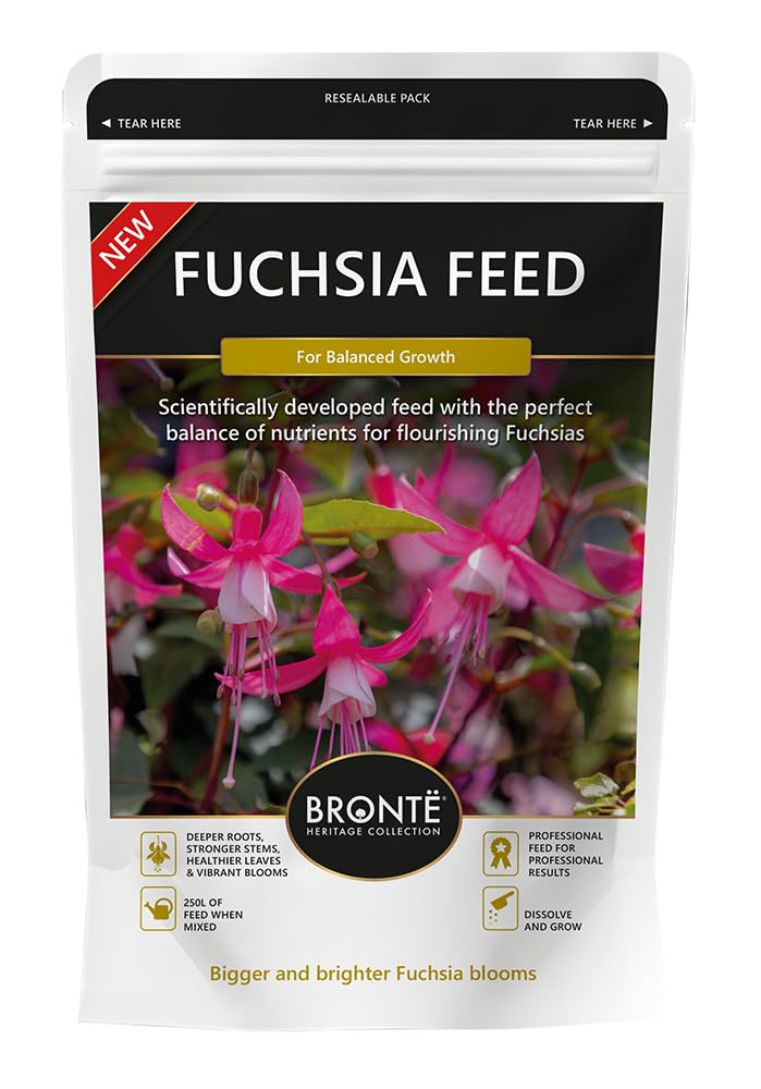 Bronte Heritage Fuchsia Feed – 250g Pouch with Measuring Scoop – Specialist Nutrient Formula for Vibrant Blooms & Healthy Growth – Environmentally Friendly Fertiliser