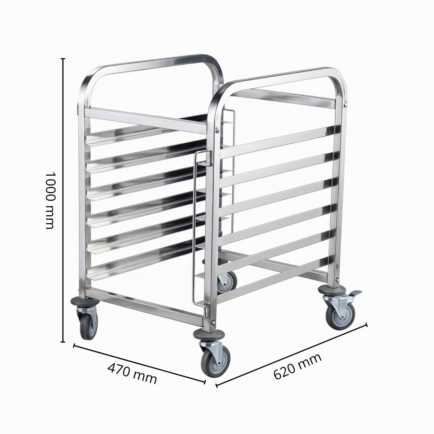 Échelle de Transport INOX 600×400 mm - 6 Niveaux - Chariot Pâtissier - roulettes avec Freins