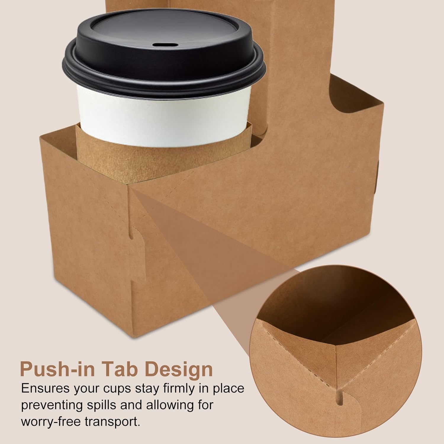 100 Pack Drink Carrier with Handle, 2 Cups or 4 Cups Assemblable Disposable Paper Cup Holder, Coffee and Drink Carrier, for Coffee and Drink Delivery Cup Holder - Image 3