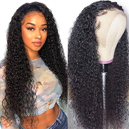 Undetectable Transparent Lace Wig Deep Wave Curly Lace Frontal Human Hair Wig For Black Women Pre Plucked Knots Glueless Curly Human Hair Wig 18 inch