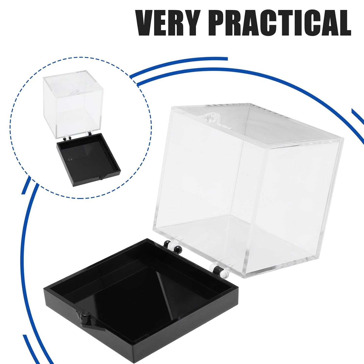 Alipis 8 Pcs Square Plastic Mineral Specimen Display Boxes Sturdy Collection Storage Cases for Rocks Crystals and Specimens