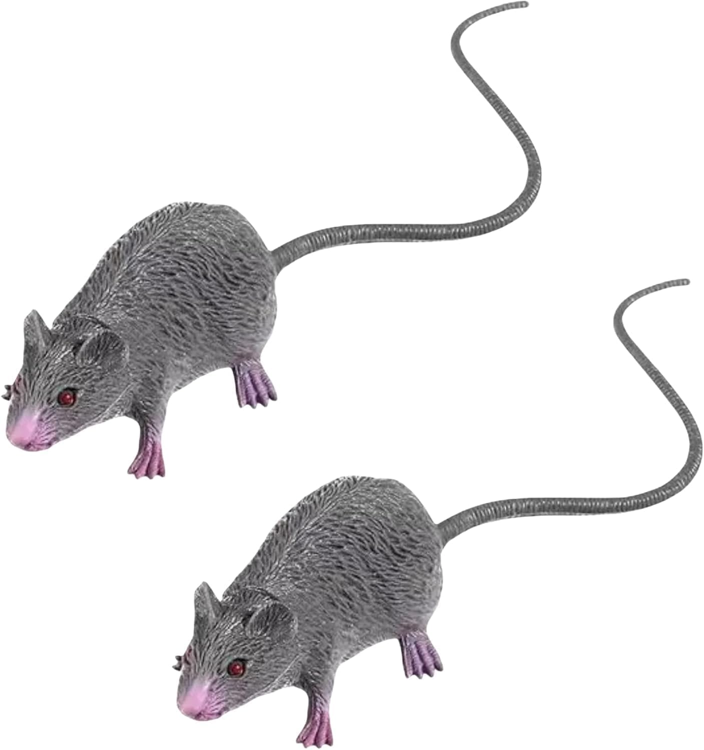 Nlinlin 2 Pcs Lifelike Fake Mouse Realistic Mice, Spooky Rat, Halloween Prank, Rubber Rat with Long Tail, Creepy April Fool's Day Decorations