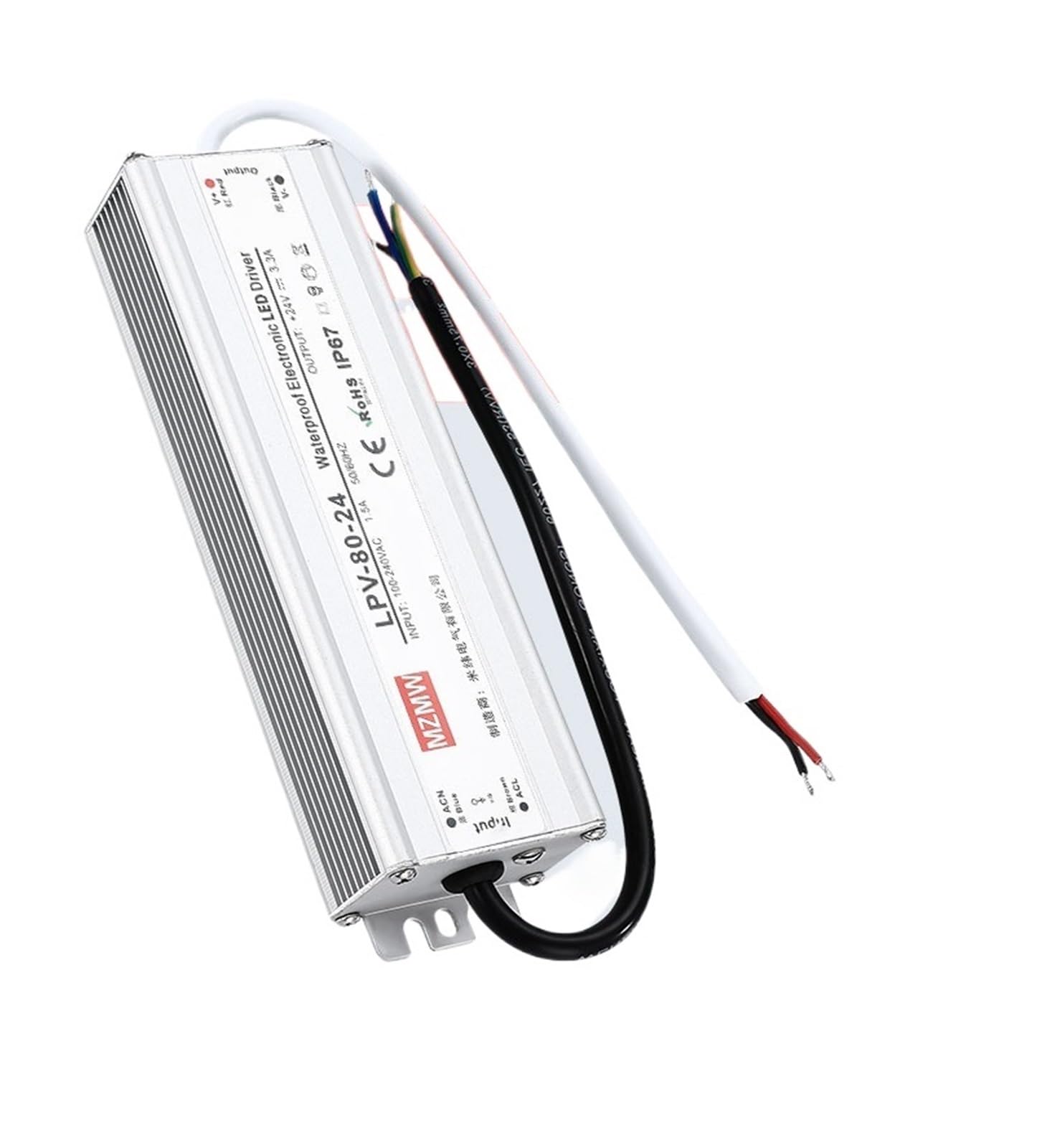 JVDDI LED Driver IP67 Waterproof Switching Power Supply LPV 15W 25W 35W 50W 60W 80W 100W 120W 150W AC/DC 12V 24V 48V Constant Voltage LED Driver(48V,200W)