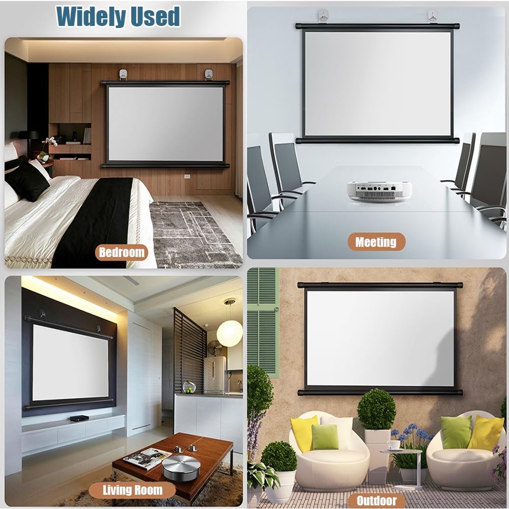 Schermo Videoproiettore,Schermo Proiettore Portatile per Esterni 16:9, Schermo Cinematografico Pieghevole Antipiega per Casa,Ufficio,Aula(134cm)