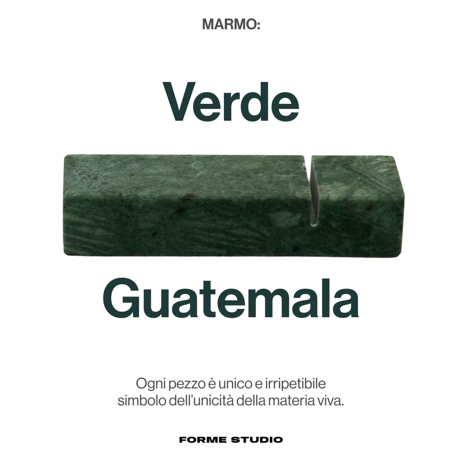 FORME STUDIO Poggia Posate in Marmo Verde Guatemala – Set 4 Pezzi Artigianali Made in Italy – Accessori tavola Eleganti con Taglio per Coltello – Design Minimal, Idea Regalo