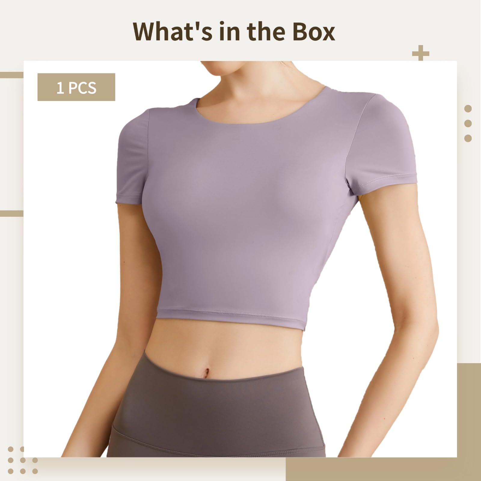 Haut de yoga à dos ouvert pour femme, soutien-gorge intégré, maillot de sport à manches courtes en nylon élasthanne pour un style de vie actif violet, violet, Taille unique
