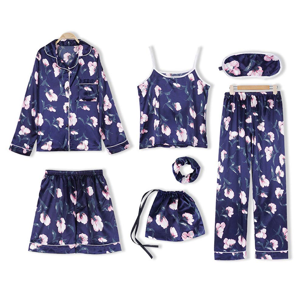 JULY'S SONG Women's Pyjama Sets Ladies Pyjamas 7pcs Ladies Nightwear Female Casual Dressing Sleepwear Set Girls PJ Set Homewear Suits
