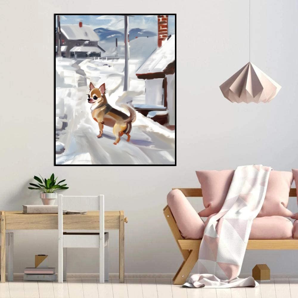 Paint by Numbers for Adults Beginners Chihuahua Dog Gift Birthday Anniversary or Any Festival. DIY Acrylic Painting Kit for Room Decor Canvas 16x20inch(40x50cm) Frameless