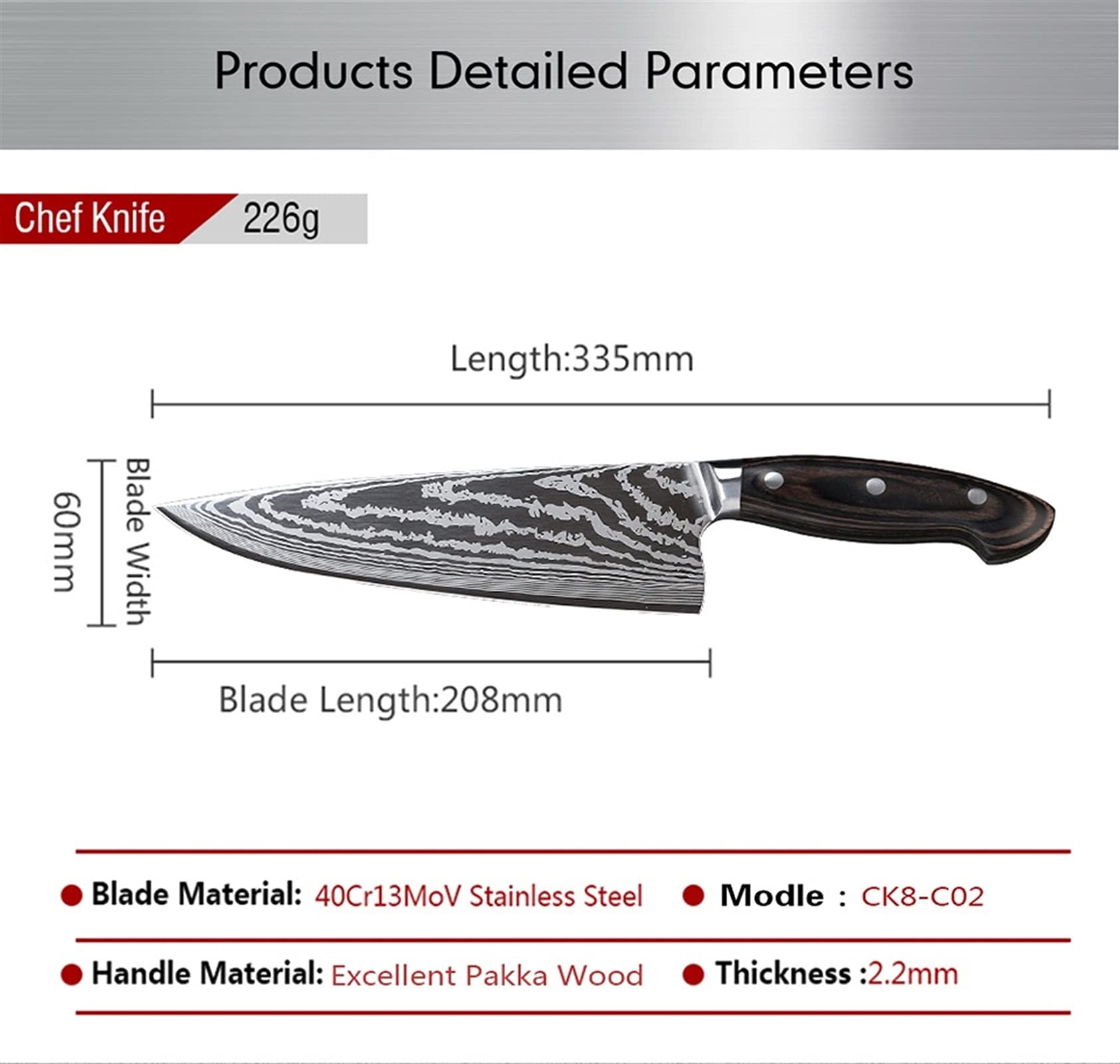 8 pollici Pro Kitchen Knives Super Sharp Chef coltello L Damasco modello in acciaio inox Giapponese Giapponese Cucina Strumenti di cucina Cucina (Color : Knife Sets - 5pcs)