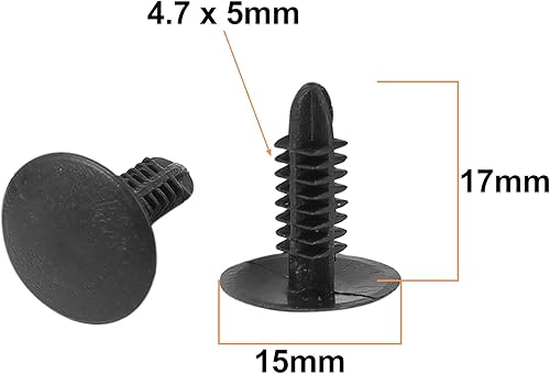 Miniatura 2 de uxcell 100 remaches plásticos con orificio de 6 mm para puerta de motor de auto, color negro, 101 Pcs