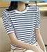 LAI MENG FIVE CATS Women's Lightweight Sweater Short Sleeve Round Neck Striped Knit Casual Pullover Tops