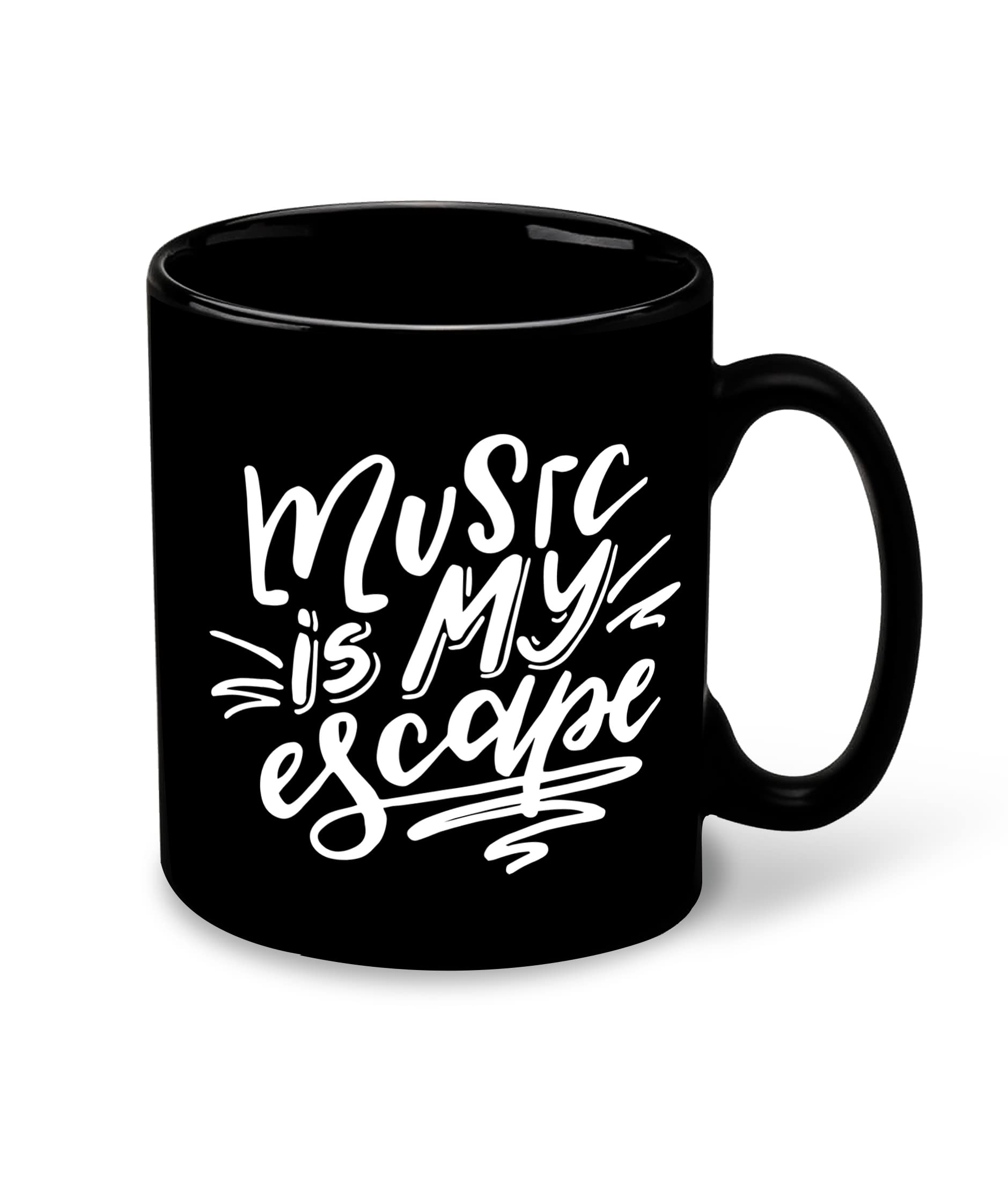 WHATS YOUR KICK® Music Inspiration Printed Premium Black Patch Inner Colour Ceramic Coffee Mug and Tea Mug- (Hobby, Music, Song) Design 7