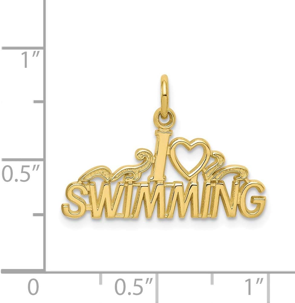 Solid 10K Yellow Gold Swimming Charm