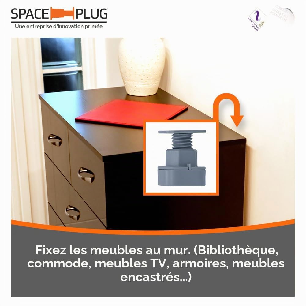 Space-Plug Lot de 100 entretoises réglables (taille mini pour espaces de 15 à 35 mm), lot de 100 entretoises grises, utilisation professionnelle et bricolage pour cuisine, chambre, salle de bain et