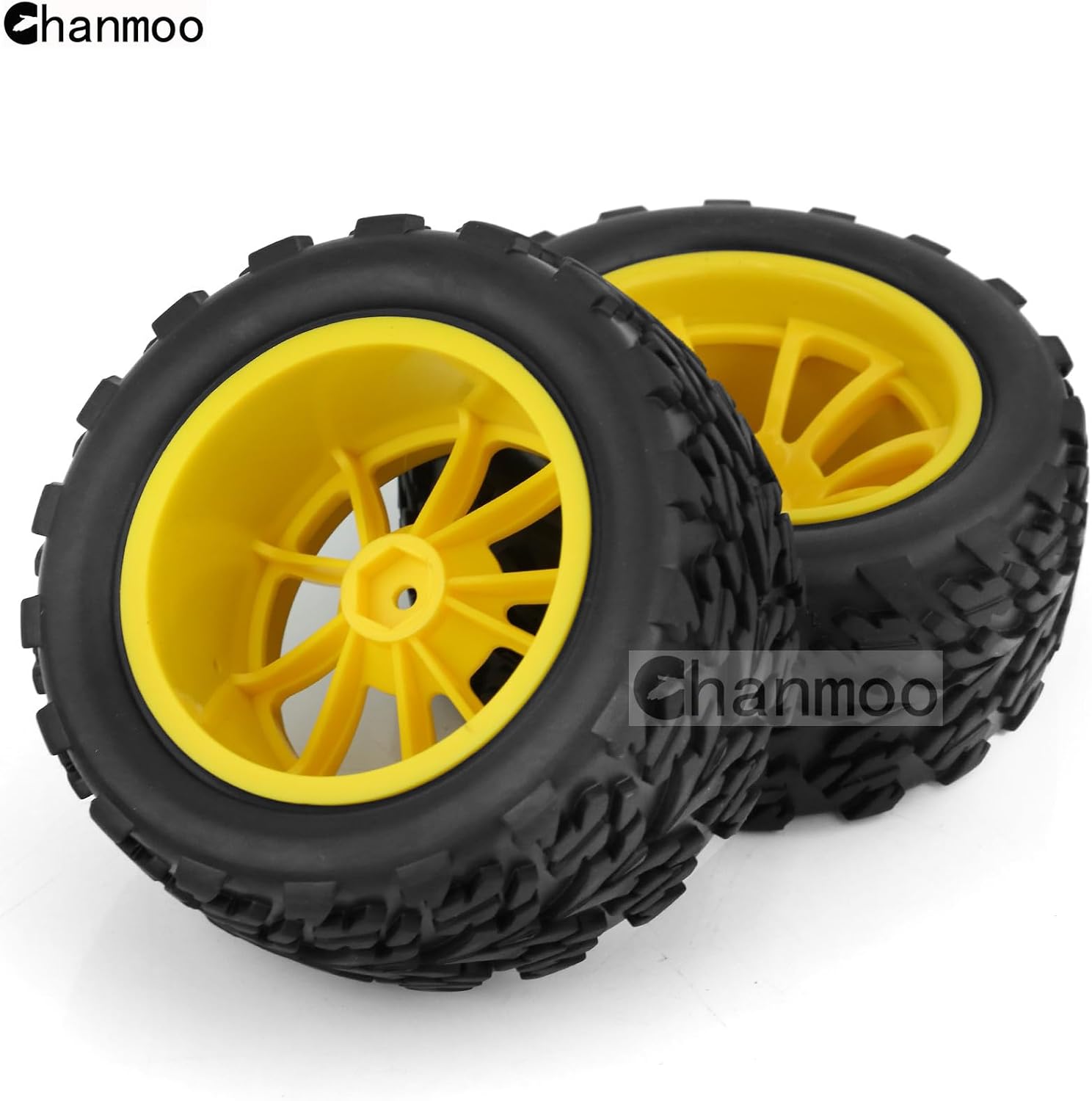1/10 Monster Truck Tires and Wheels 12mm Hex Hubs RC Truck Tyres OD 118mm for 1:10 Scale Off Road Truck Car Traxxas X-Maxx E-Revo Summit Kyosho 144001 HSP 94188 94111 4PCS (Red)