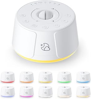 LEICEX White Noise Machine: 30 Soothing Sounds, 10-Color Night Light, 25Hr Rechargeable Battery - Portable Sleep Aid for Babies & Adults