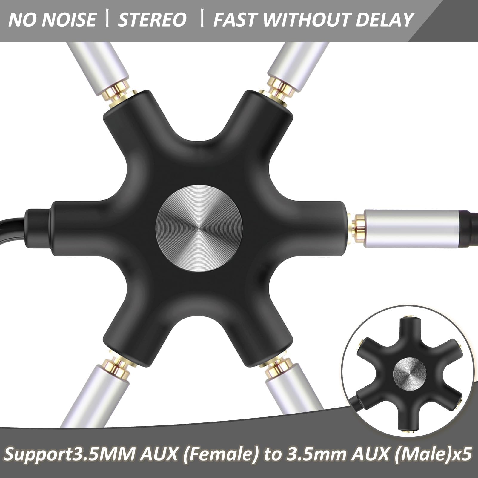 Splitter Audio Ziyan 5 Scomparti 3,5 Mm | Condividi Musica Con Amici Da Smartphone E PC - 4