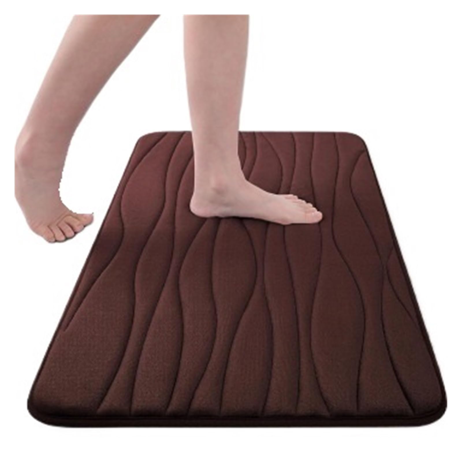 Tappeto Bagno Tappeto da Bagno Morbido Assorbente in Memory Foam, Spesso, in Velluto Corallo, Antiscivolo, for Il Bagno(Brown,50x80cm)