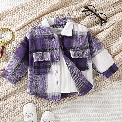Toddler Baby Boy Girl Fall Winter Clothes Plaid Flannel Shacket Long Sleeve Button Jacket Casual Outwear Coat2