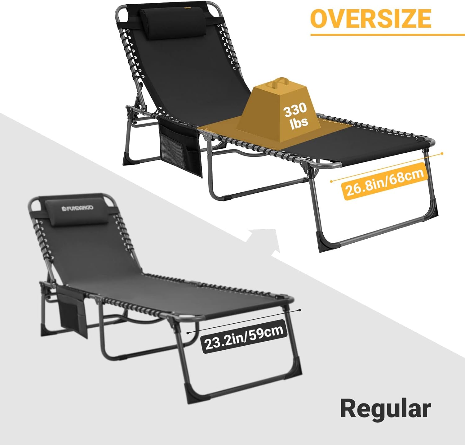 Buy KingCamp Oversize Folding Chaise Lounge Chair for Outdoor, Patio