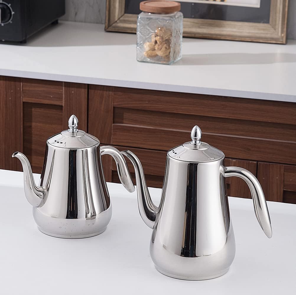 1750ml Théière en acier inoxydable avec infuseur Style moderne，Bouilloire de grande capacité, cafetière goutte à goutte, bouilloire froide,argent