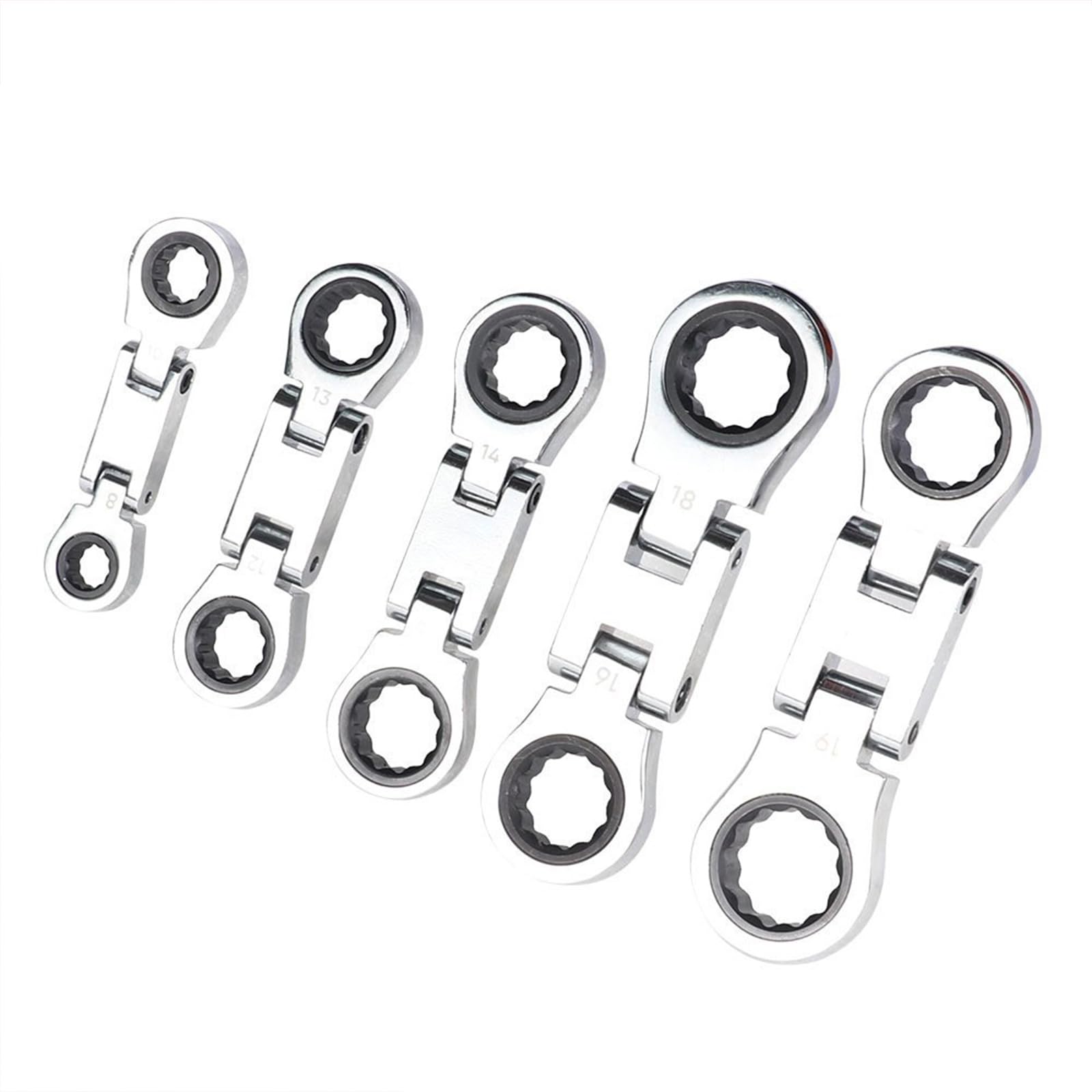 Set di chiavi a cricchetto professionali a doppia testa 5 pezzi 72 denti manico ergonomico in lega di acciaio costruzione strumento manuale testa flessibile set di chiavi