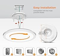 Vista 6 de BLNAN Lámpara LED de techo empotrada, 8.66 pulgadas, 18W, 3000K/4000K/5000K, luminaria de cableado directo, lámpara blanca redonda ultrafina