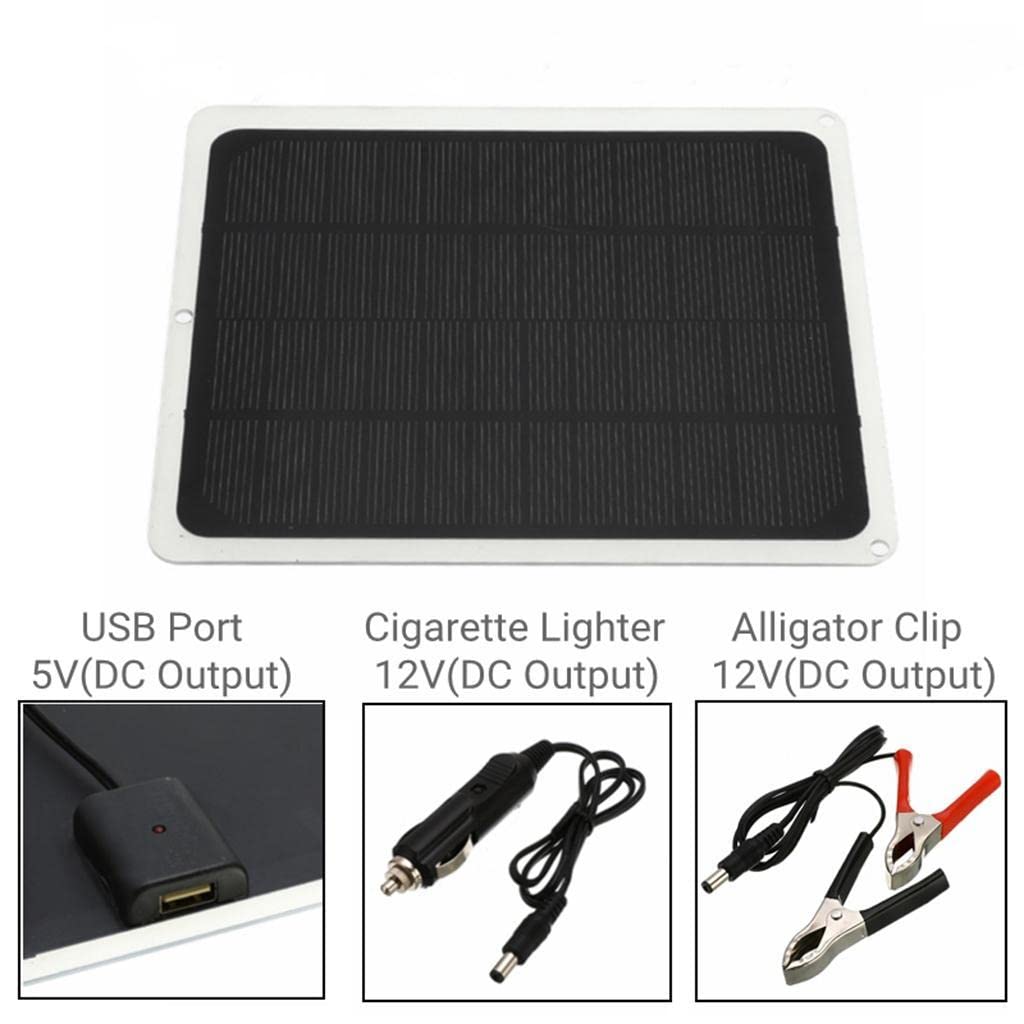 Générateur Portable pour Batterie avec Panneau Solaire 20W Pliant USB Chargeur pour Batterie Automobile 12V Antiretour Intégrée Panneau IP65 Wat