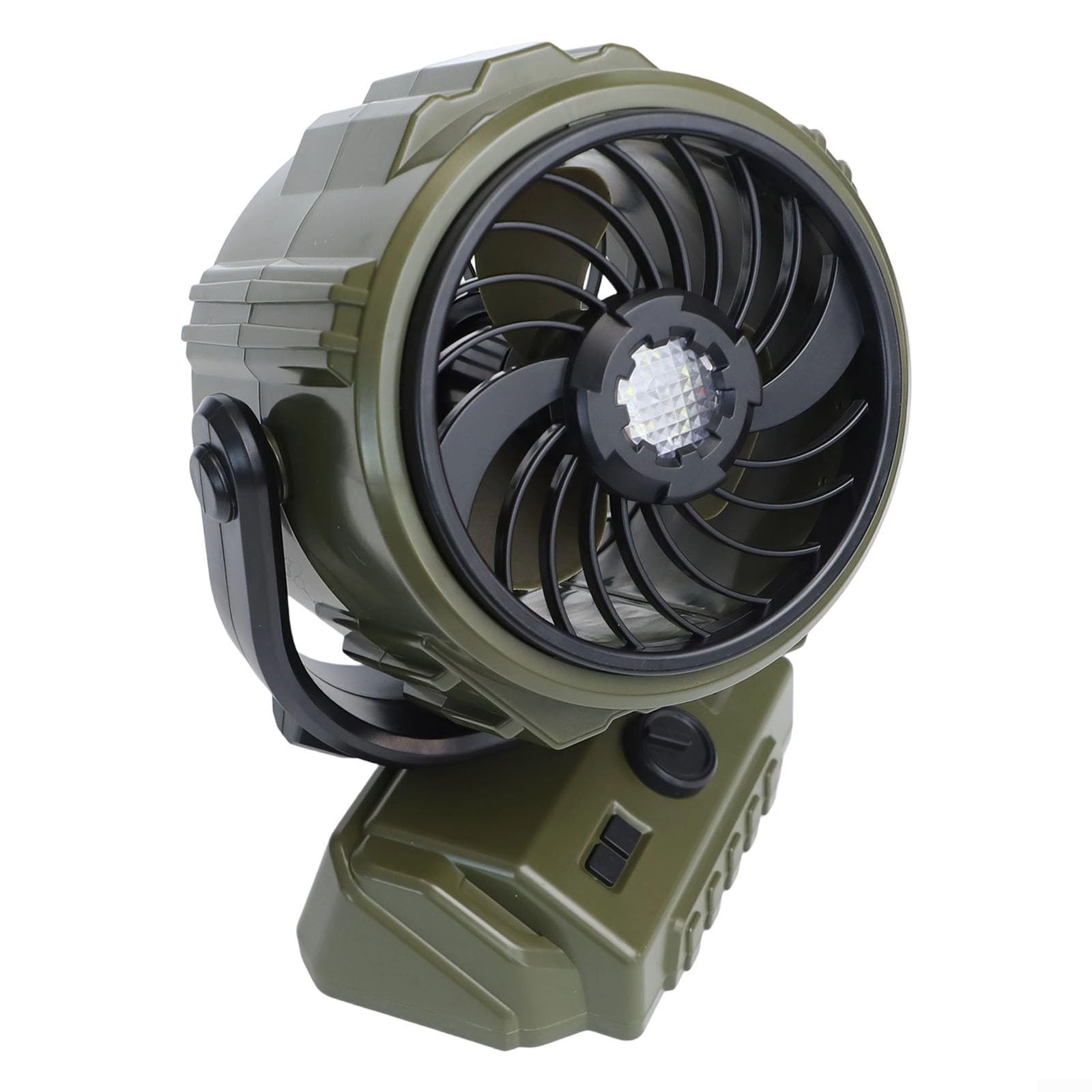 Ventilateur de camping rechargeable 6000mAh oscillant avec écran numérique et télécommande vert