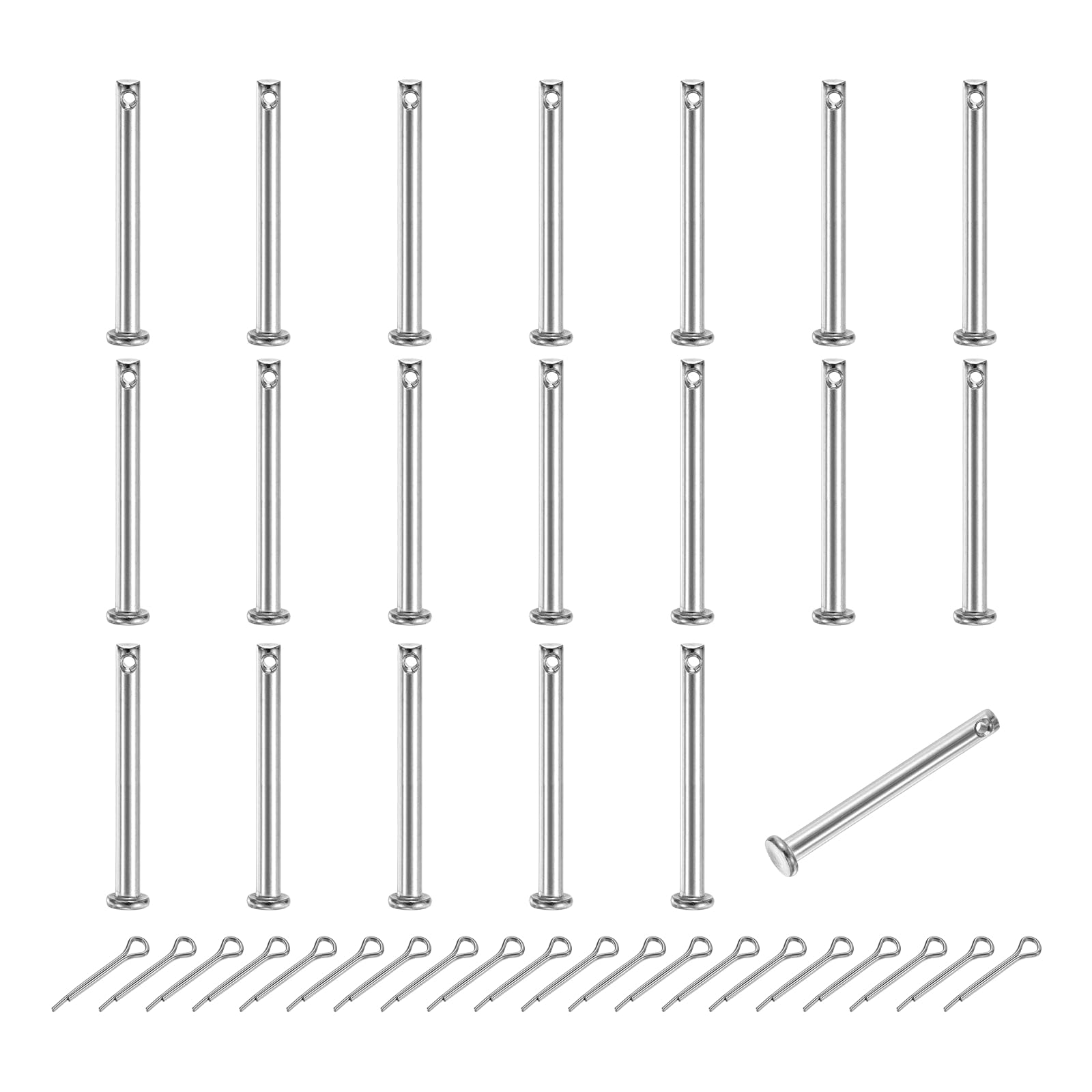 sourcing map 20Pcs M4x40mm Clevis Pins, 304 Stainless Steel Single Hole Flat Head Clevis Pin Hairpin Location Pin with Cotter Pins for Trailer Latch Mechanics Repair Furniture Installation